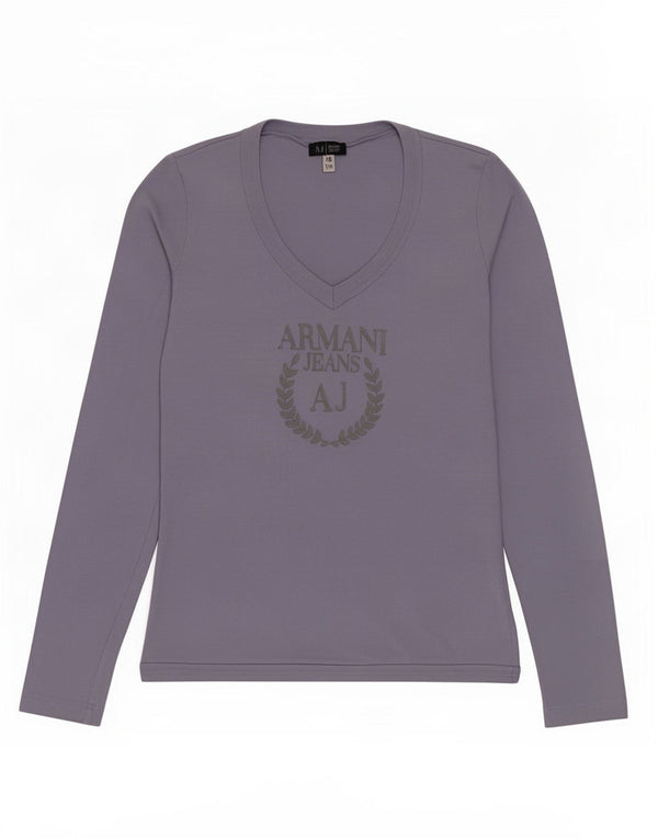 Armani Jeans Dame Grafisk Top Langærmet EU 40 Medium Lilla