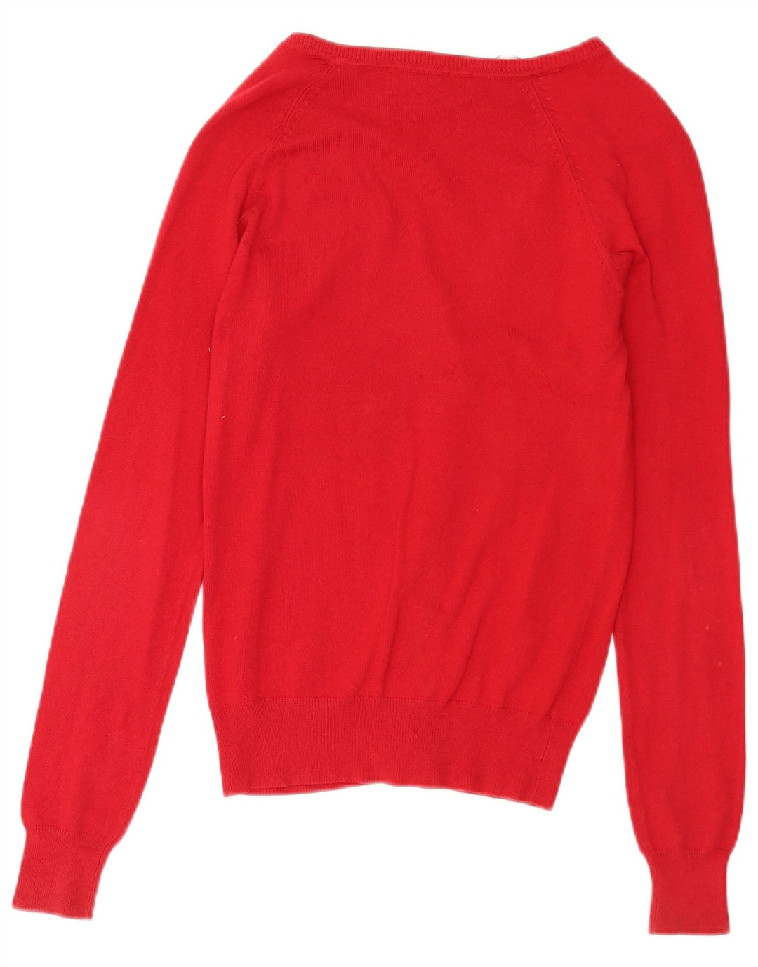 Zara Dame Cardigan Sweater UK 10 Lille Rød Bomuld