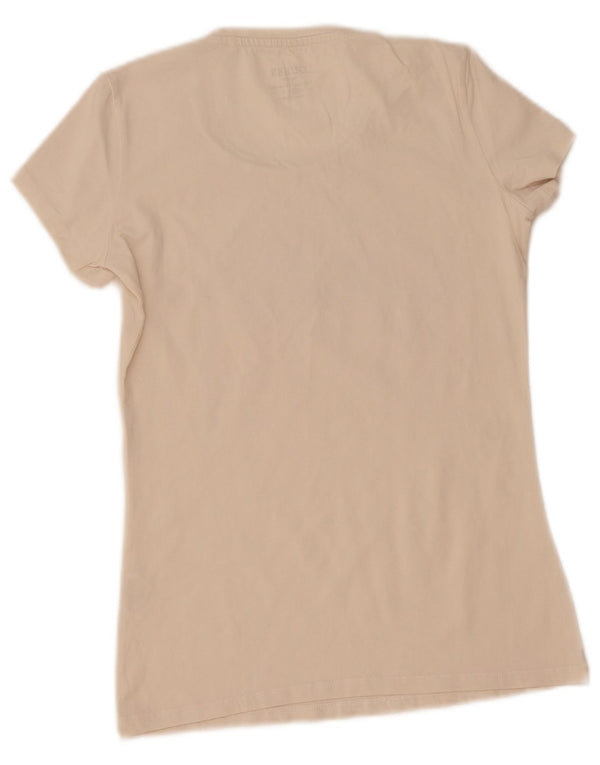 Guess Grafisk T-shirt top til kvinder UK 12 Medium hvid bomuld