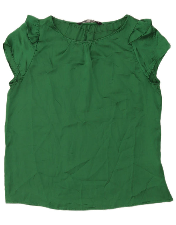 Zara Dame Bluse Top UK 14 Stor Grøn Polyester