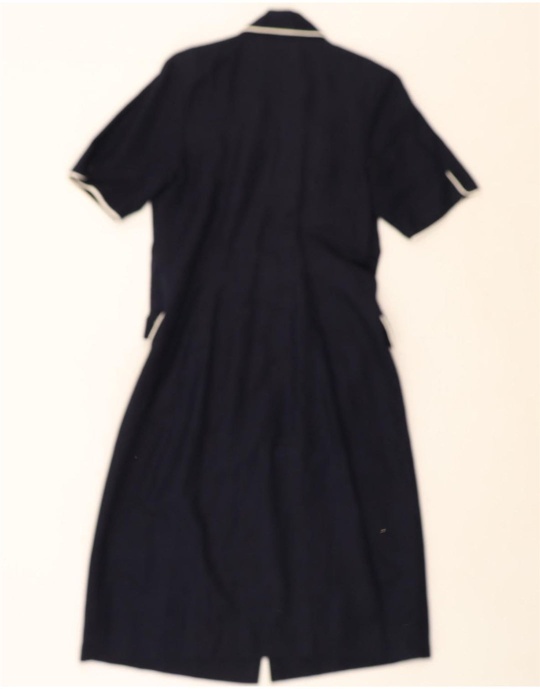VINTAGE Womens Double Breasted Shirt Dress UK 14 Medium Navy Blue Vintage Vintage and Second-Hand Vintage from Messina Hembry 