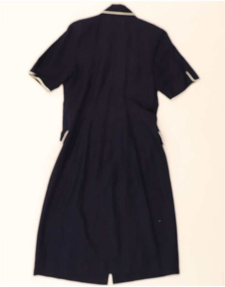 VINTAGE Womens Double Breasted Shirt Dress UK 14 Medium Navy Blue Vintage Vintage and Second-Hand Vintage from Messina Hembry 