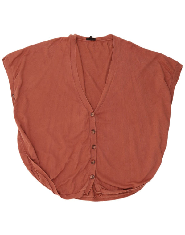 Topshop Dame Ærmeløs Poncho Cardigan Sweater UK 14 Stor Brun Bomuld