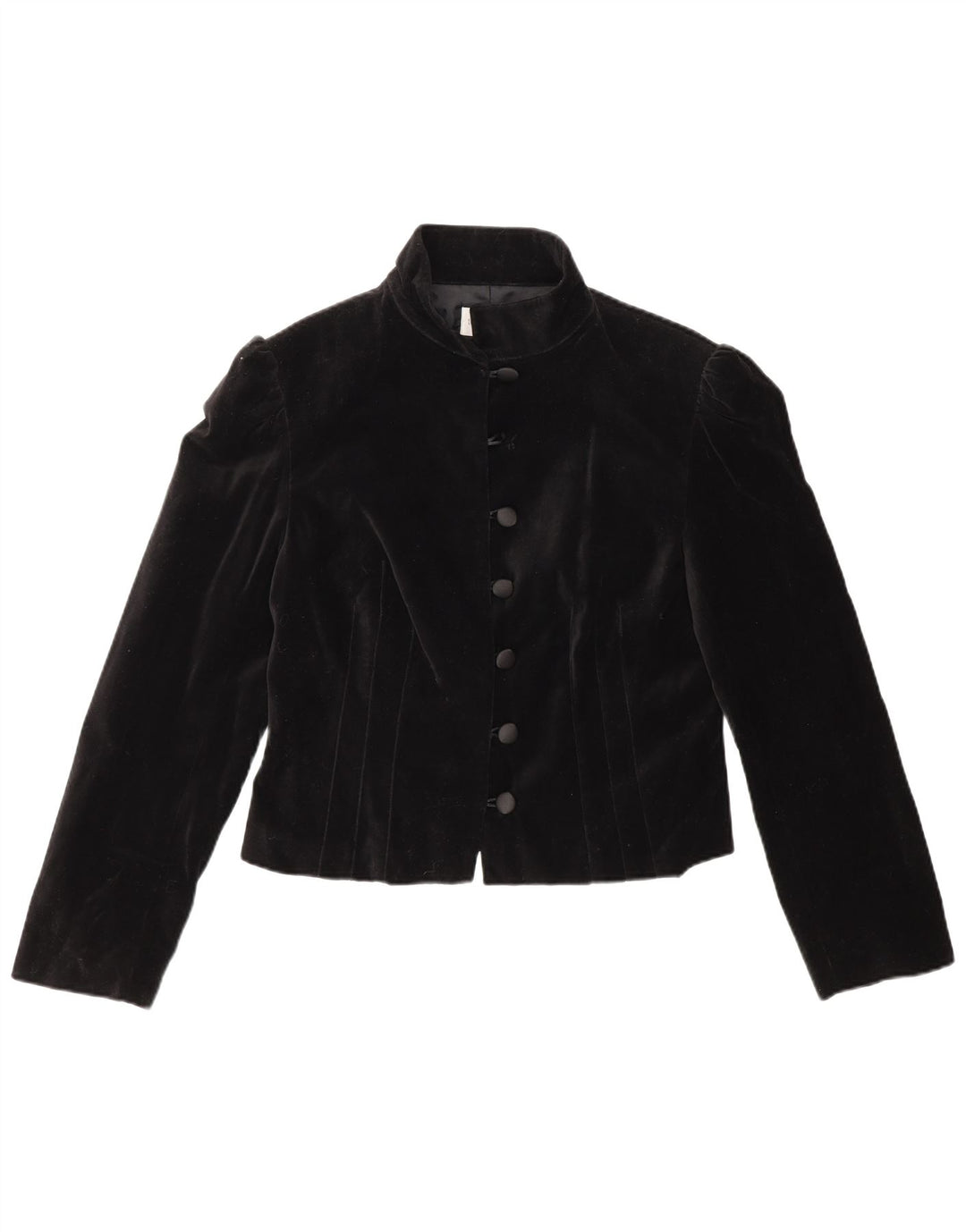 Vintage Dame 6 Button Blazer Jacket UK 14 Medium Sort Bomuld