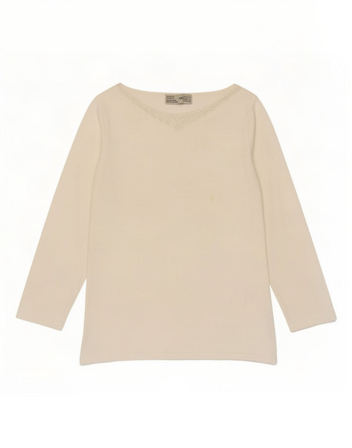 Zara Dame Top 3/4 ærmer UK 12 Medium White Rayon