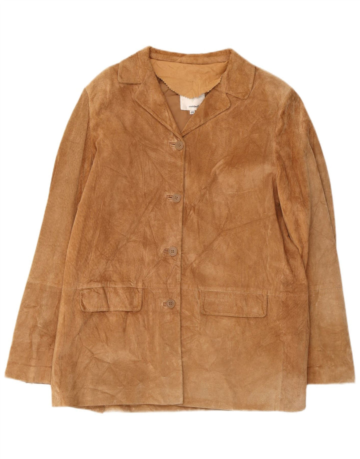 Conbipel Dame Free Heron 4 Button Ruskind Blazer Jacket IT 46 Large Beige