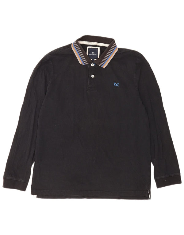 Crew Clothing Mens Long Sleeve Polo Shirt Large Black Cotton