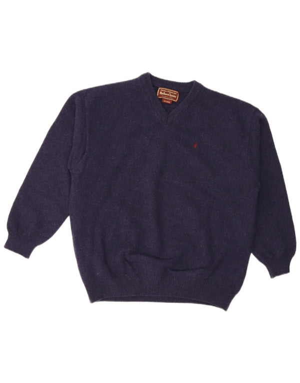 Marlboro Classics Herre V-hals sweater 2XL marineblå uld