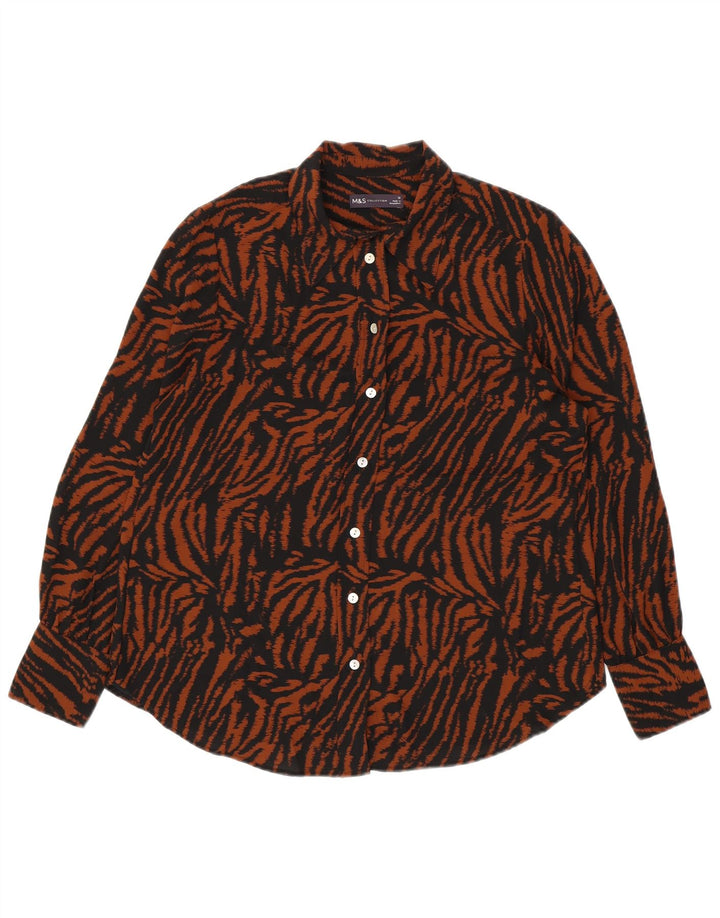 MARKS & SPENCER Womens Shirt Blouse UK 12 Medium  Brown Animal Print