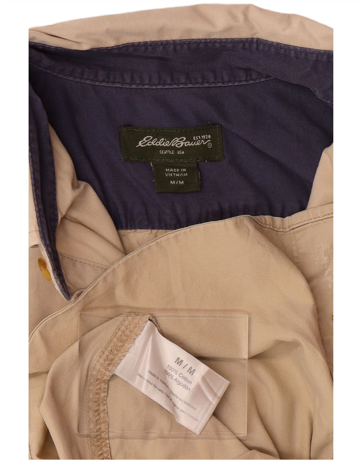 EDDIE BAUER Mens Short Sleeve Shirt Medium Beige Cotton