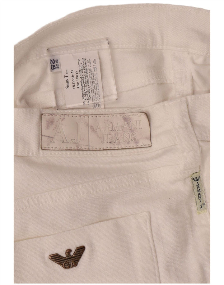 Armani Womens Regular Straight Jeans W29 L30 Hvid Bomuld