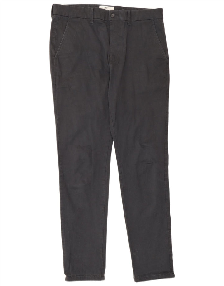 Marks & Spencer Herre Slim Chino Bukser W34 L33 Grå Bomuld