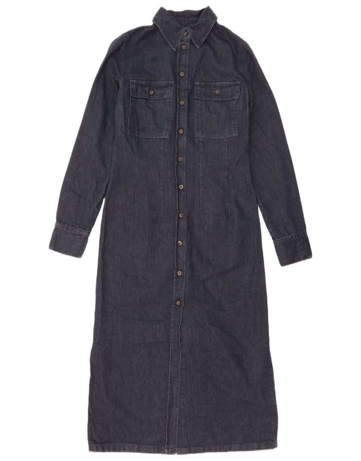 Zara Dame Denim Kjole UK 10 Lille Blå Bomuld