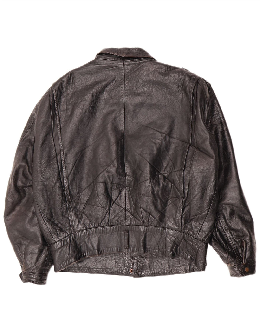 Vintage Herre Military Læderjakke IT 46 Lille Sort