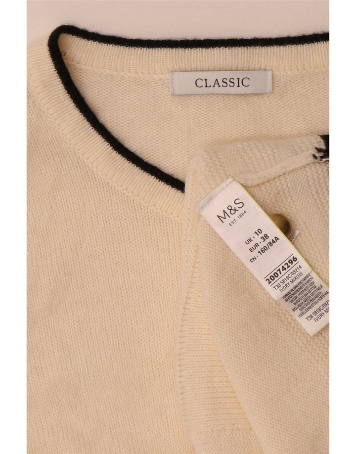 Marks & Spencer Dame Cardigan Sweater UK 10 Small Off White Colourblock