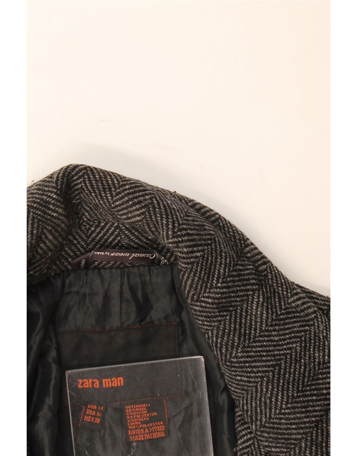 Zara Herre Overfrakke UK 38 Medium Grey Sildebensuld