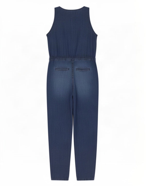 Fat Face Dame ærmeløs denim Jumpsuit UK 10 Small W30 L26 Blå Bomuld