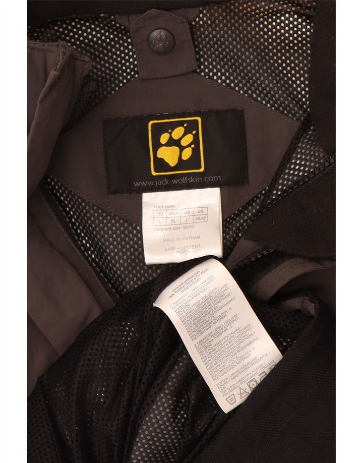 Jack Wolfskin Regnjakke til mænd UK 40/42 Stor grå farveblok polyamid