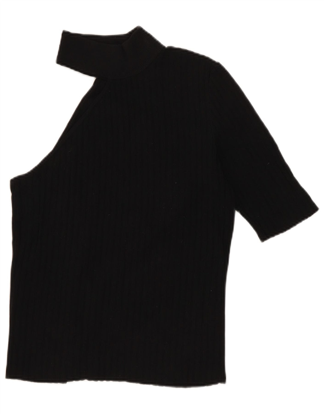 Zara Womens Crop One Shoulder Top UK 12 Medium Black Nylon