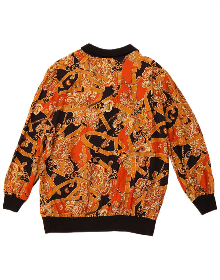 VINTAGE Dame Abstrakt mønster Pullover Bluse IT 50 XL Orange