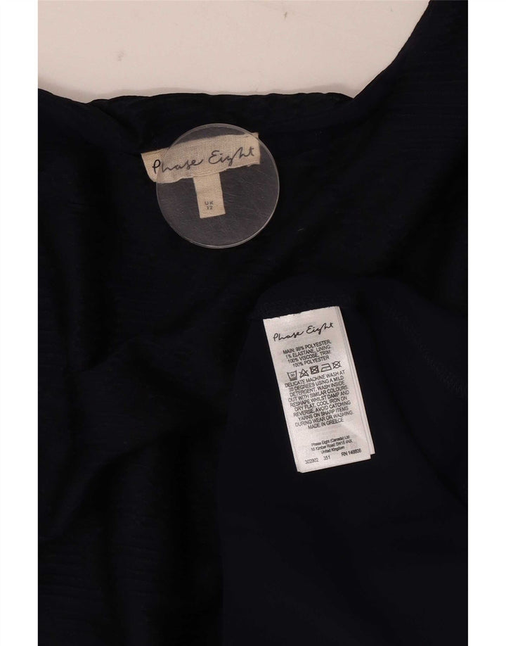 Phase Eight Dame 3/4 ærmet asymmetrisk bluse top UK 12 Medium Navy Blue