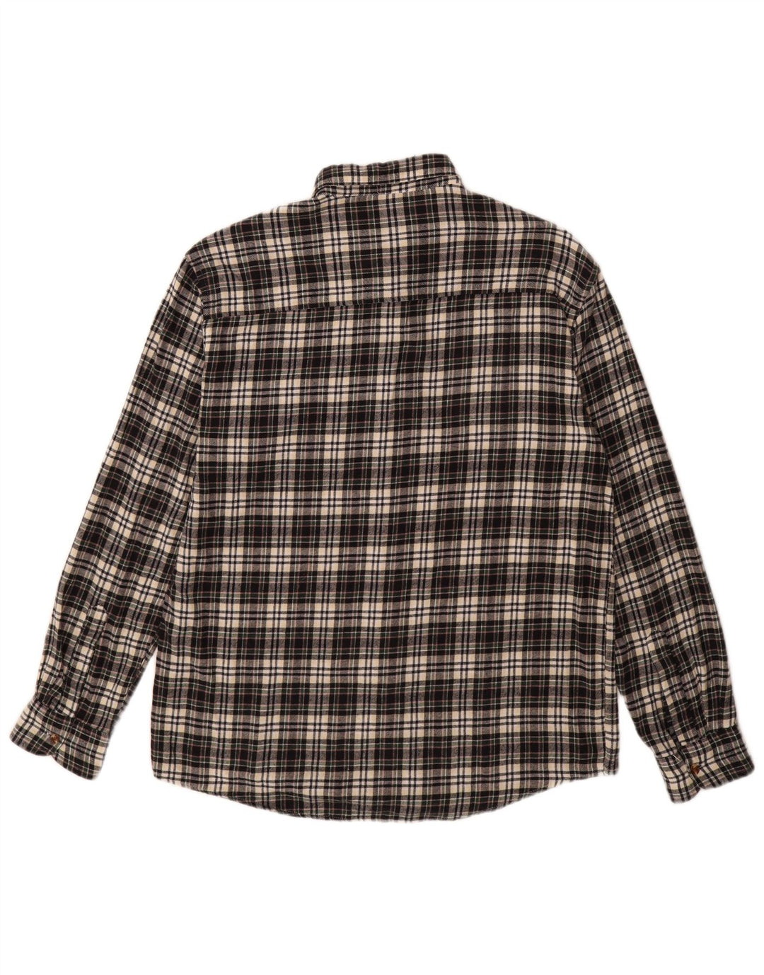 Vintage flannelskjorte til mænd, stor sort ternet bomuld