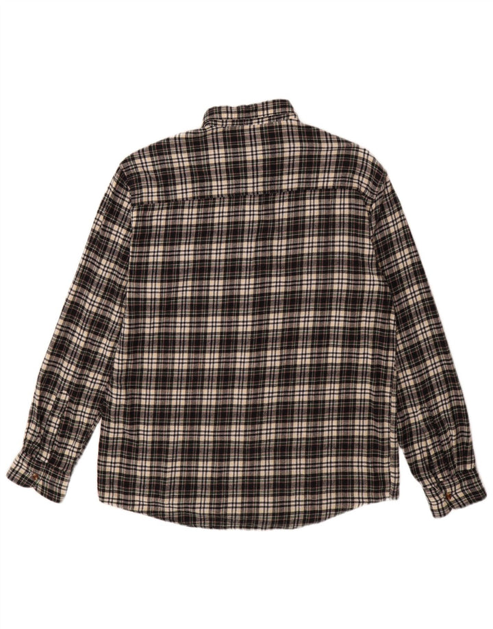 Vintage flannelskjorte til mænd, stor sort ternet bomuld