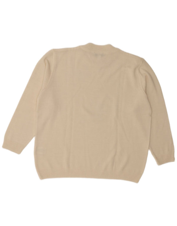 Vilona Moda Dame Crew Neck Jumper Sweater UK 24 4XL Off White Akryl