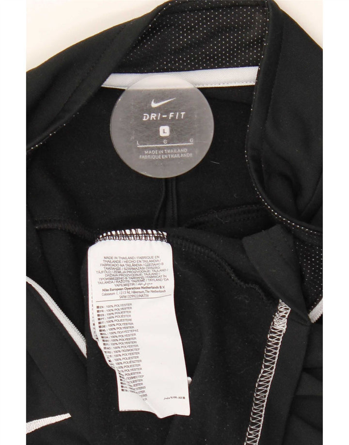 Nike Herre Dri Fit Zip Neck Top Langærmet Stor Sort Colourblock