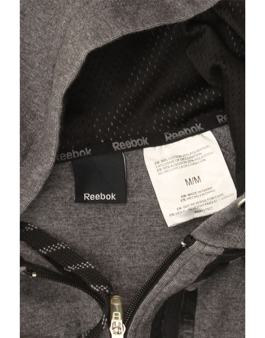 Reebok Hættetrøje med lynlås til mænd mellemgrå bomuld