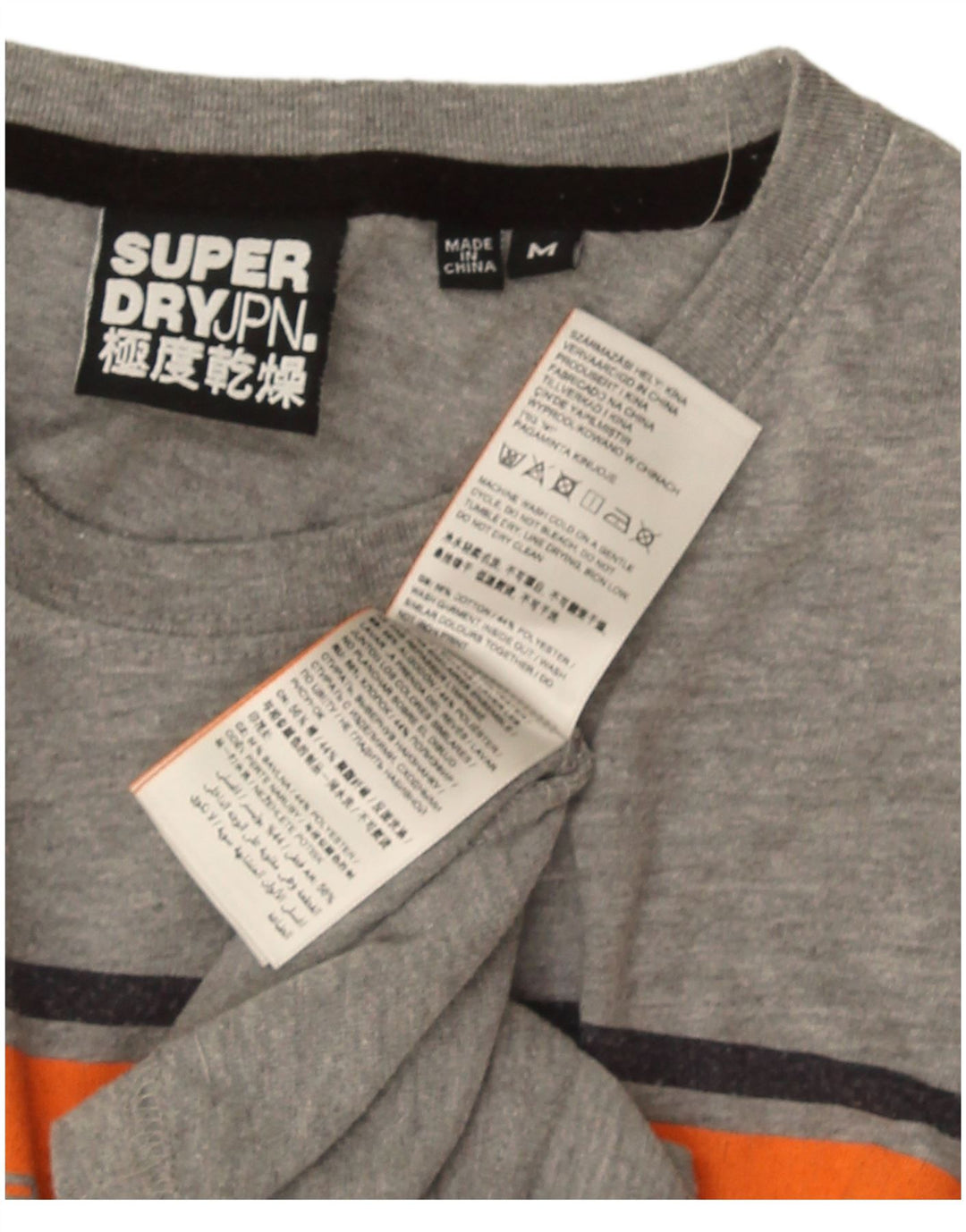 Superdry Grafisk T-shirt til mænd, mellemgrå Colourblock Bomuld