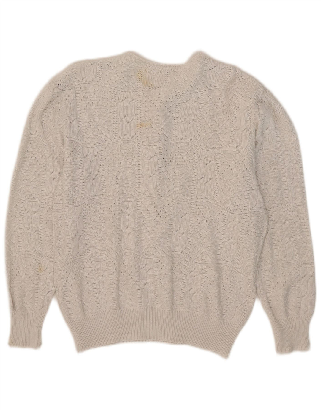 Vintage Womens Button Neck Jumper Sweater IT 42 Medium White Acryl