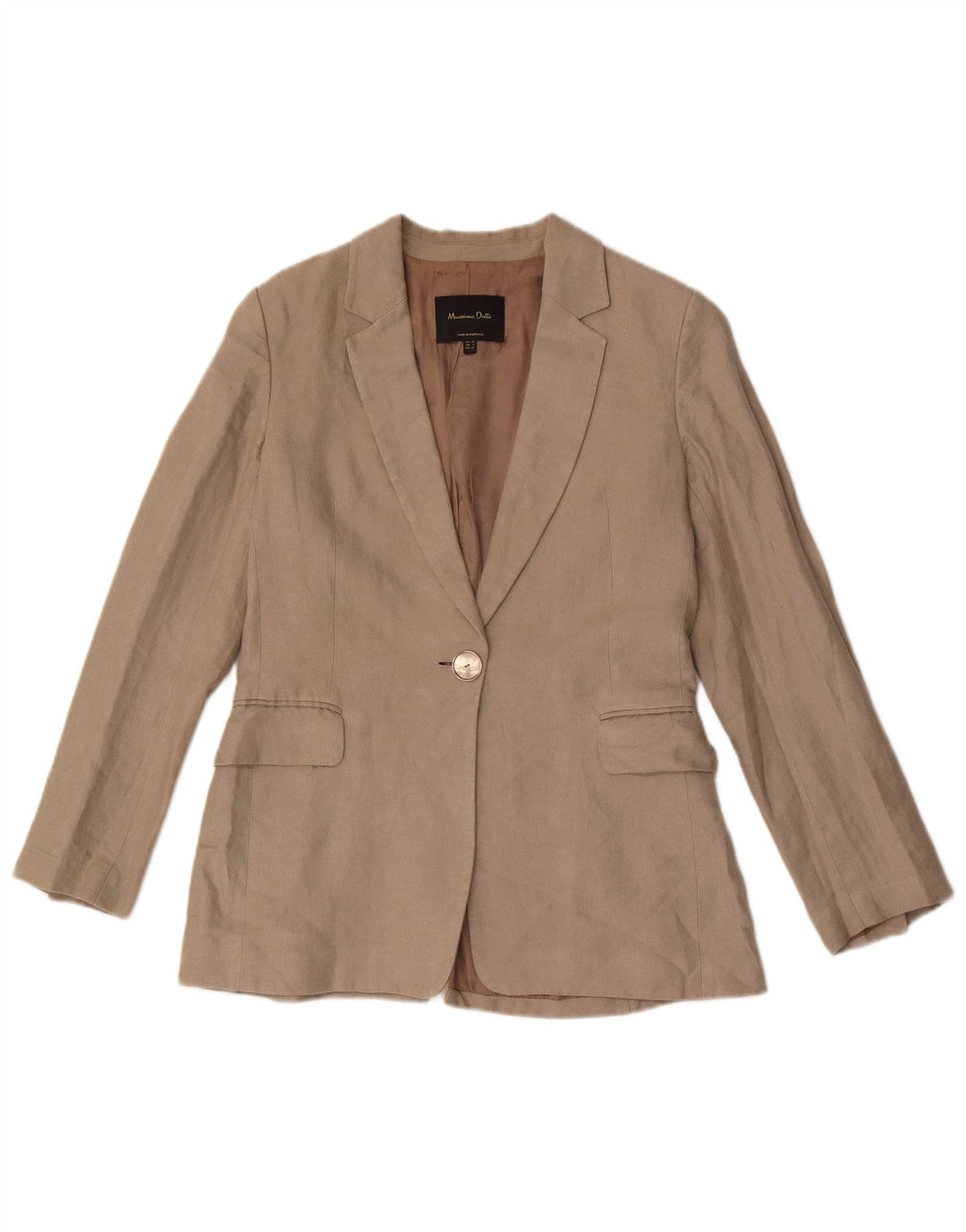 Massimo Dutti Dame 1 Knap Blazer Jakke EU 38 Small Grey Linen