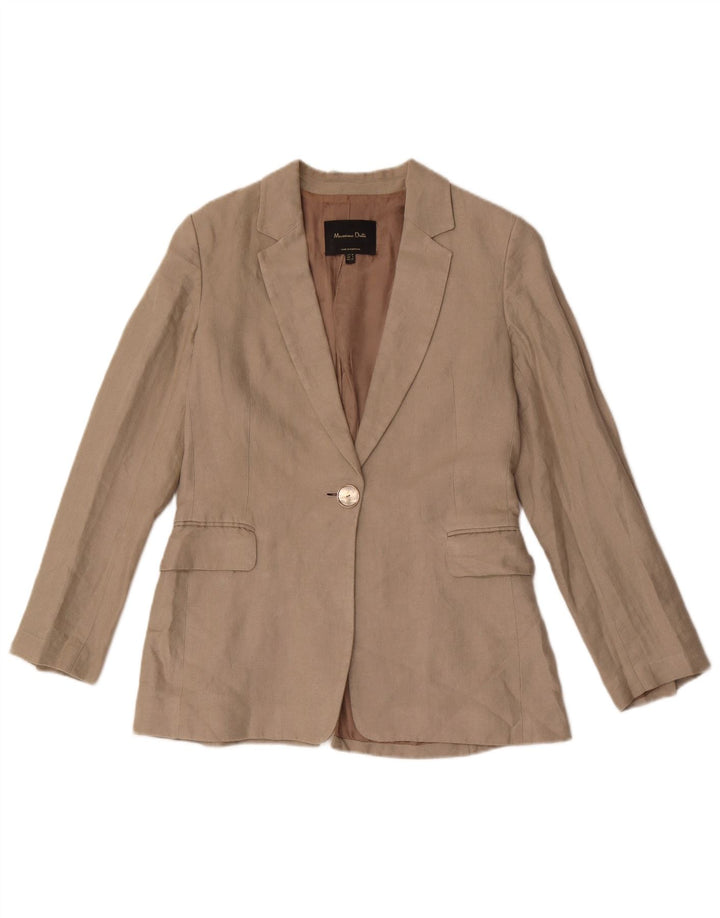 Massimo Dutti Dame 1 Knap Blazer Jakke EU 38 Small Grey Linen