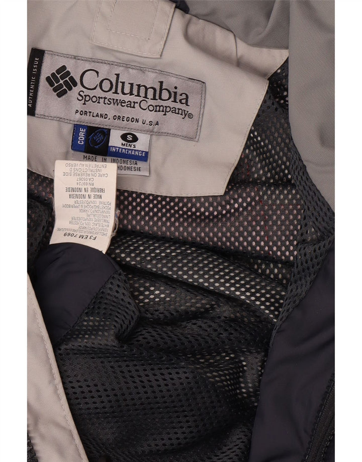 COLUMBIA Mens Interchange Rain Jacket UK 36 Small Navy Blue Colourblock Vintage Columbia and Second-Hand Columbia from Messina Hembry 