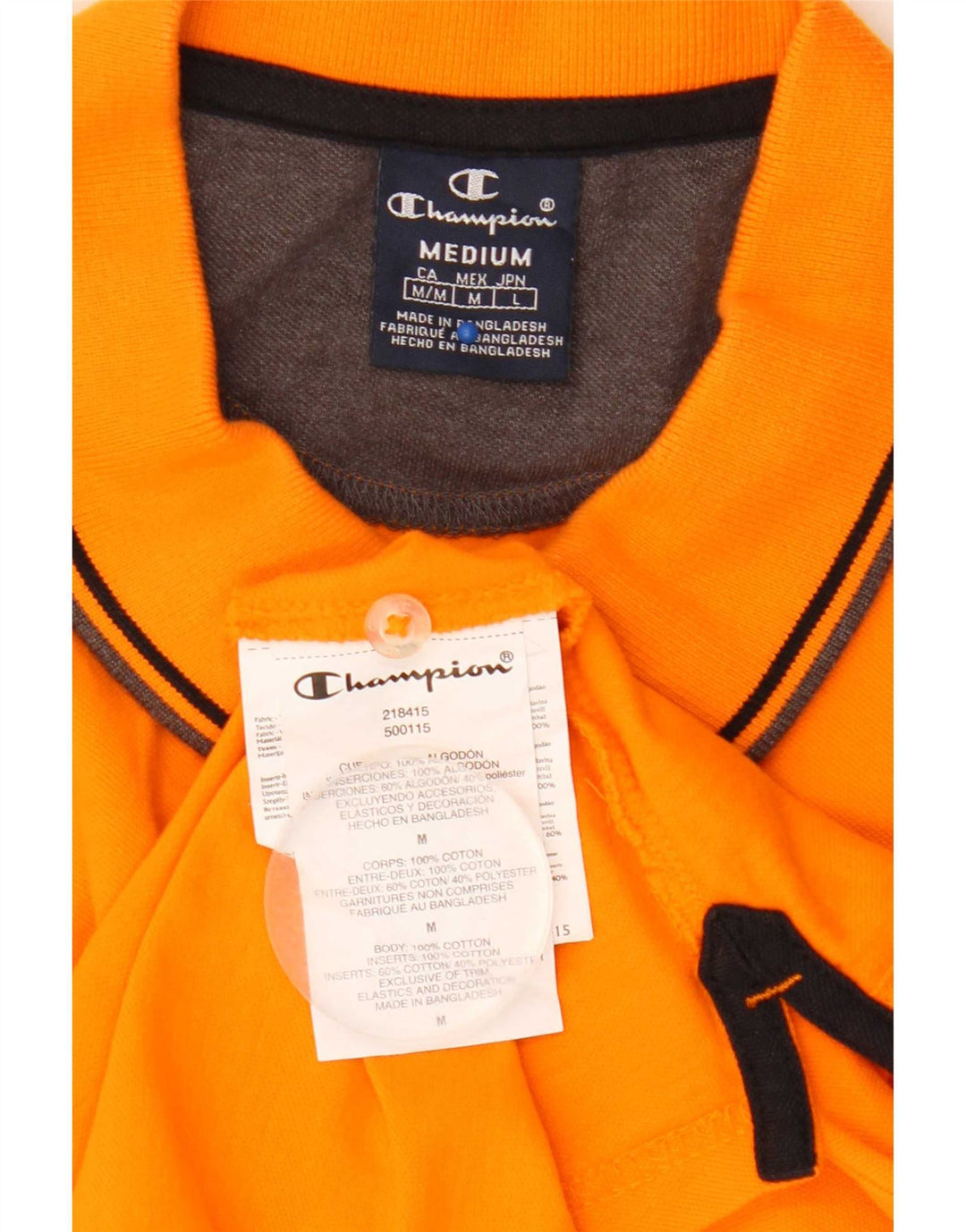 Champion herre poloshirt Medium orange stribet bomuld