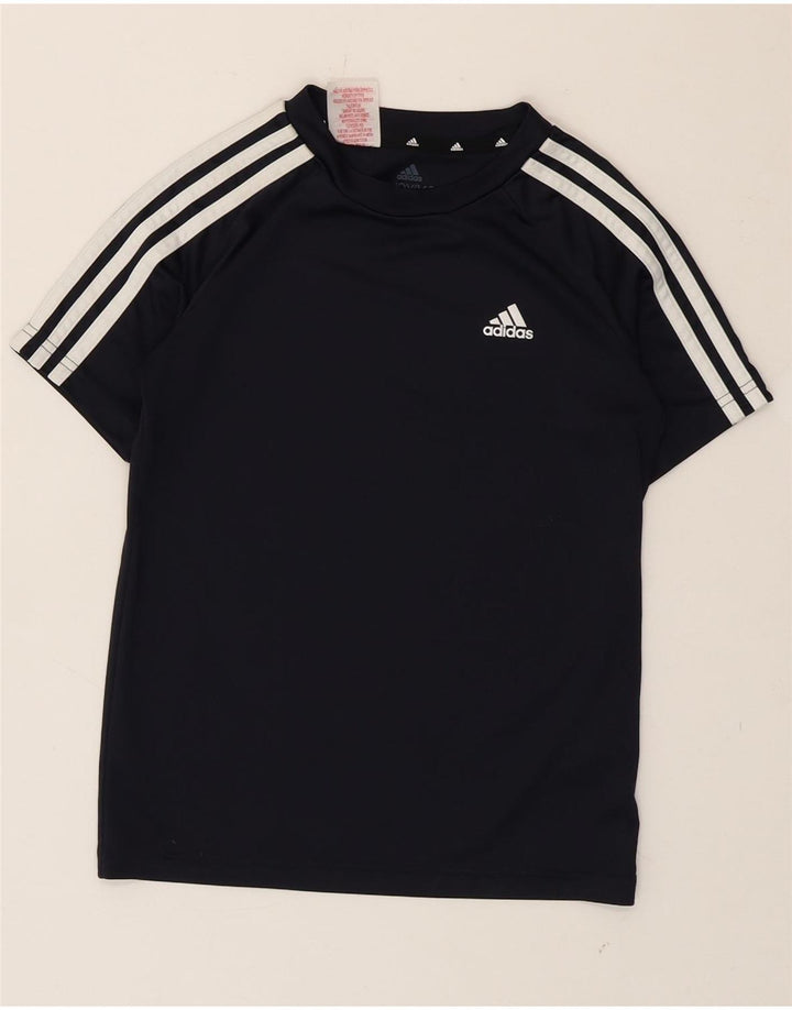 ADIDAS Boys Aeroready T-Shirt Top 9-10 Years Navy Blue Polyester Vintage Adidas and Second-Hand Adidas from Messina Hembry 