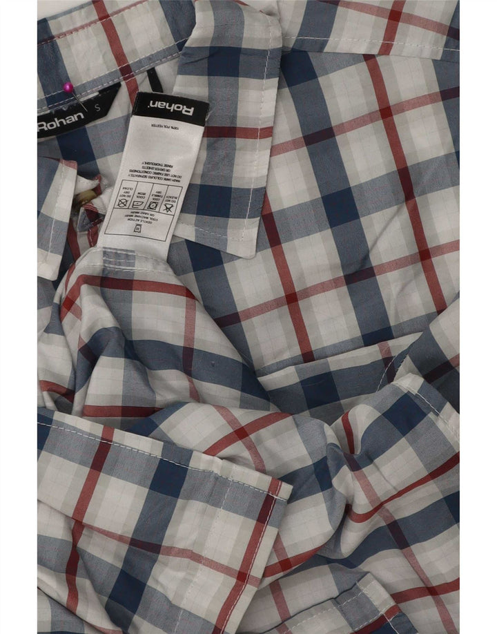 Rohan kortærmet herreskjorte lille blå ternet polyester