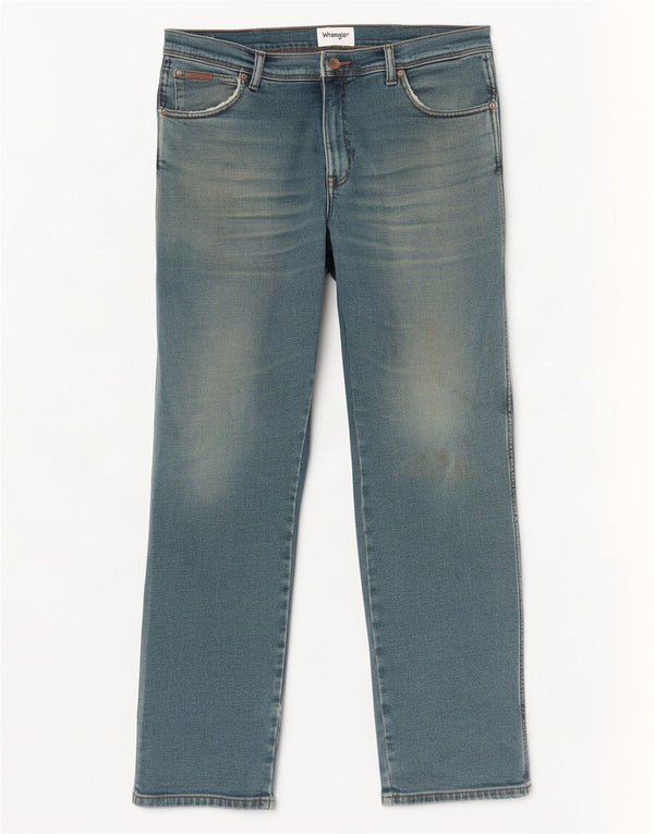 Wrangler Herre Texas Straight Jeans W34 L32 Blå Bomuld