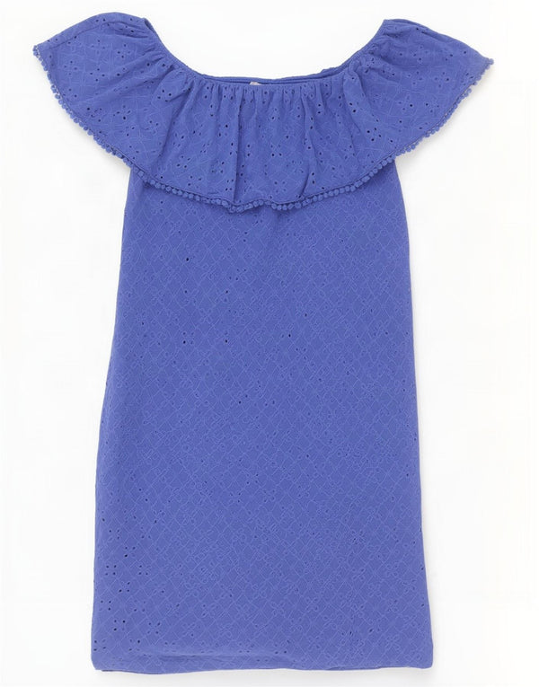 Oasis Kvinder Off Shoulder Kjole UK 6 XS Blå Polyester