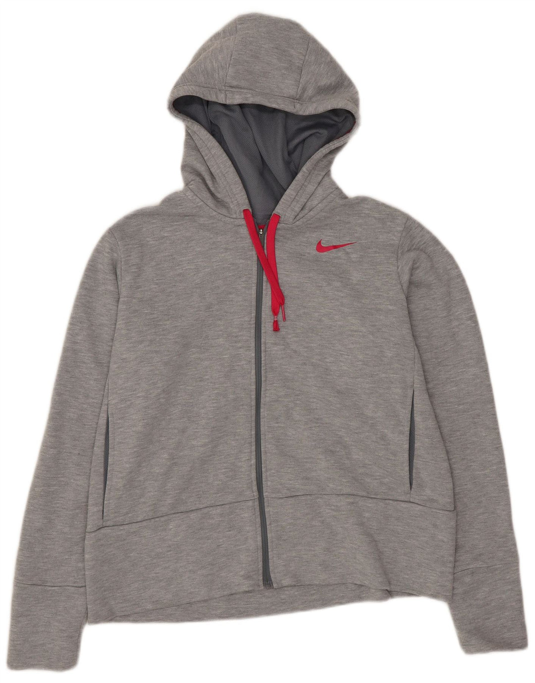 Nike Dame Dri Fit Oversized hættetrøje med lynlås UK 10 Lille grå polyester