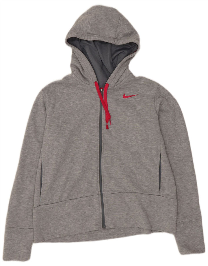 Nike Dame Dri Fit Oversized hættetrøje med lynlås UK 10 Lille grå polyester