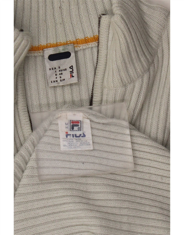 FILA sweater med lynlås til kvinder UK 10 Lille grå stribet uld