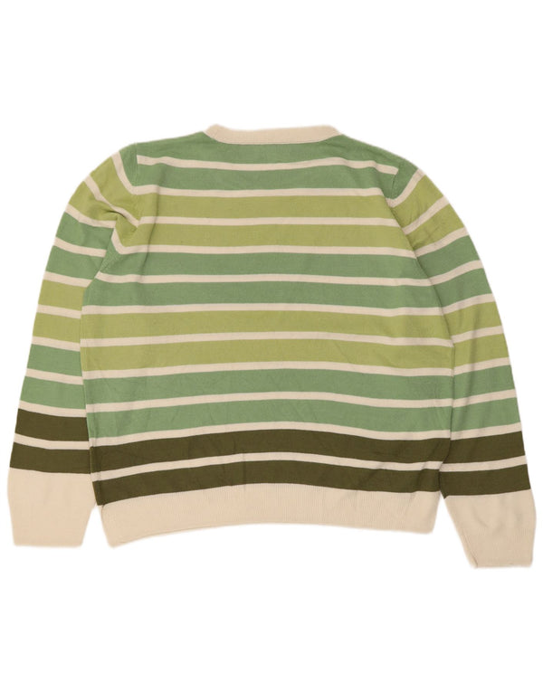 Marks & Spencer Dame sweater med rund hals DK 16 Stor grøn stribet
