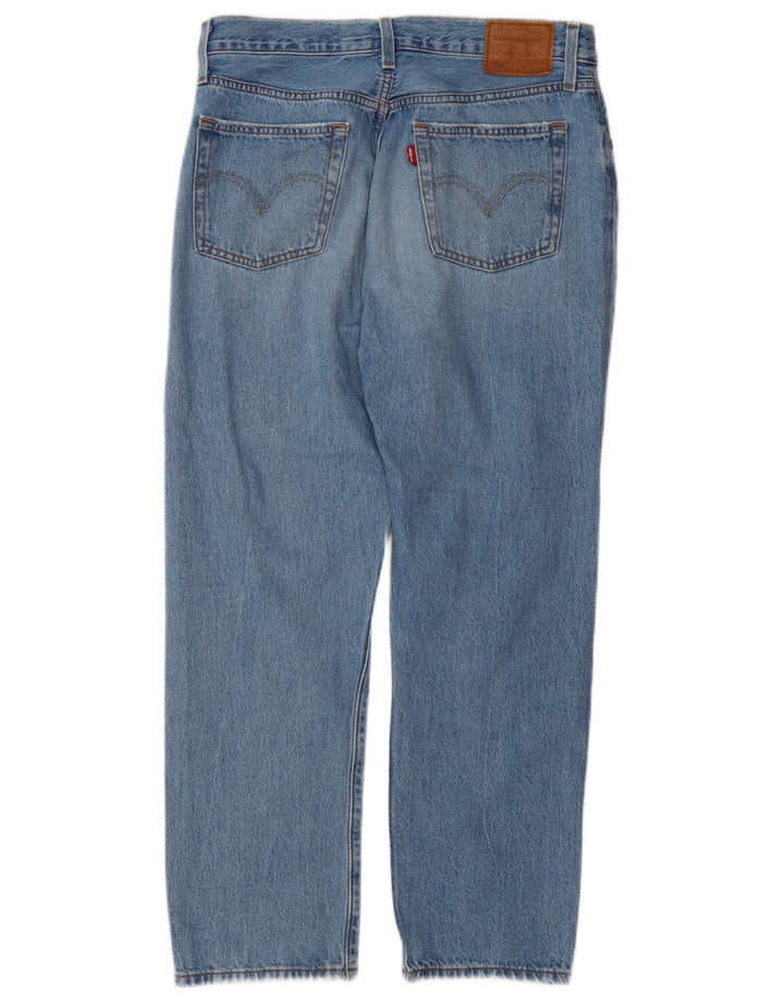 LEVI'S Dame 501 Distressed Straight Jeans W29 L26 Blå Bomuld