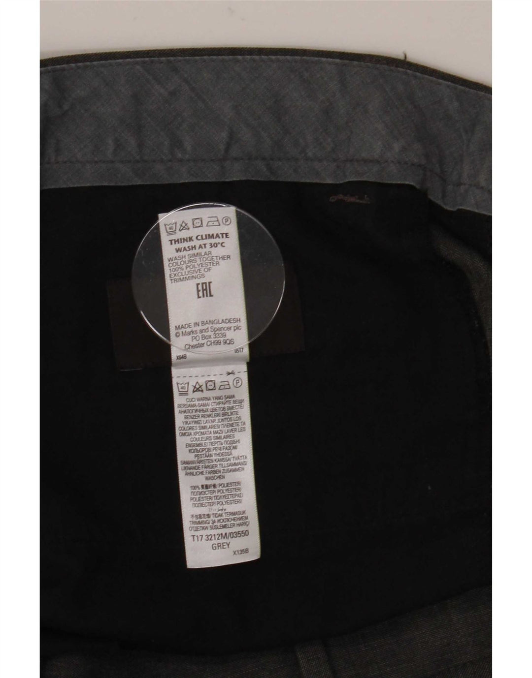 Marks & Spencer Herre tilspidsede bukser med almindelig jakkesæt W36 L31 Grå polyester