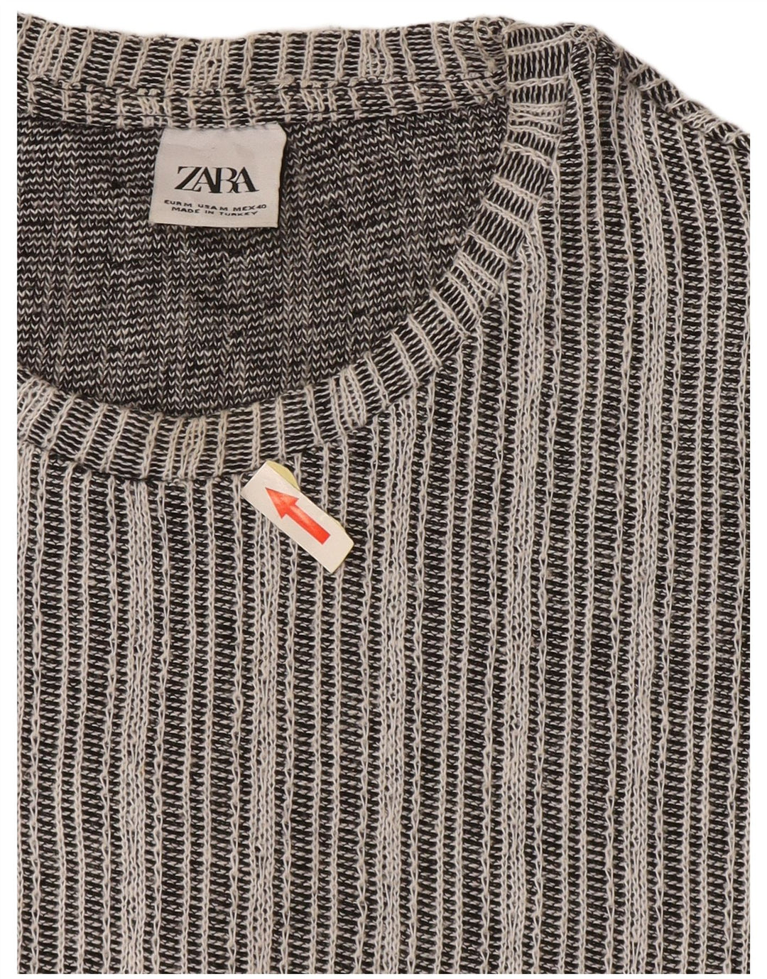 Zara herre T-shirt top mellem grå stribet bomuld