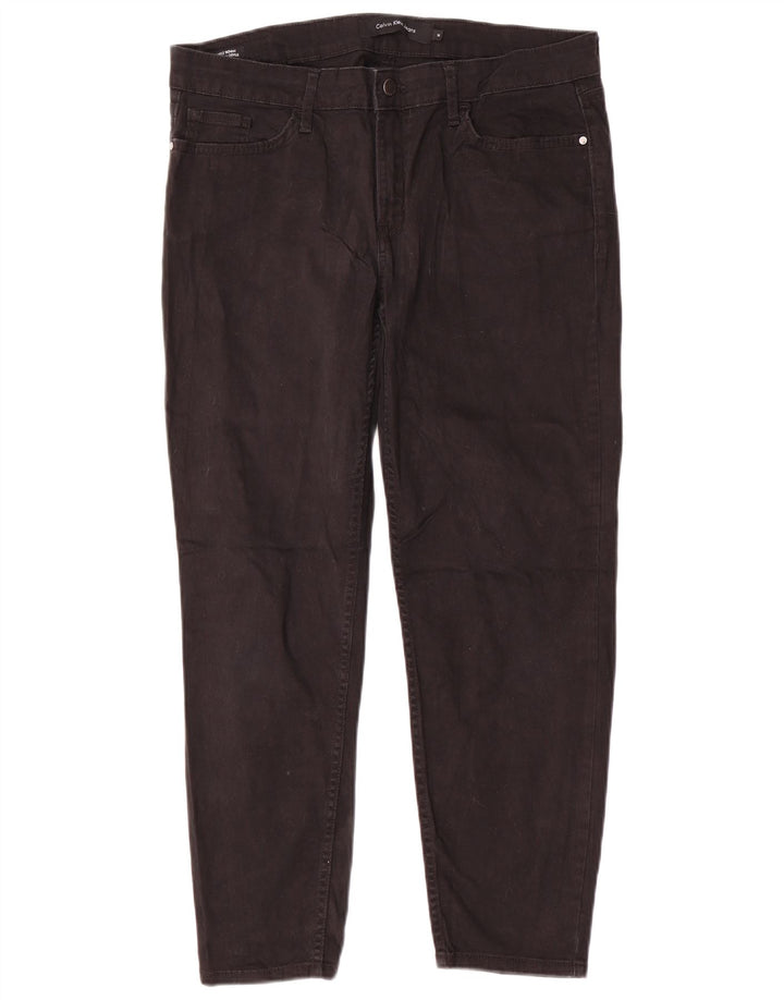 CALVIN KLEIN Dame Skinny Casual Bukser US 14 XL W34 L26 Sort Bomuld