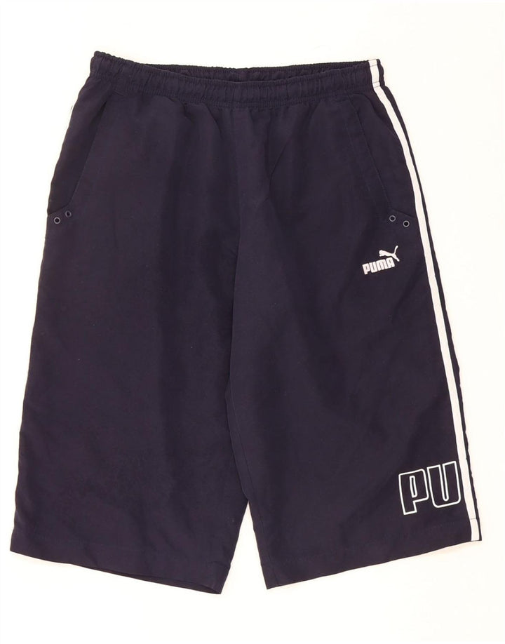 PUMA Mens Graphic Bermuda Sport Shorts Medium  Navy Blue