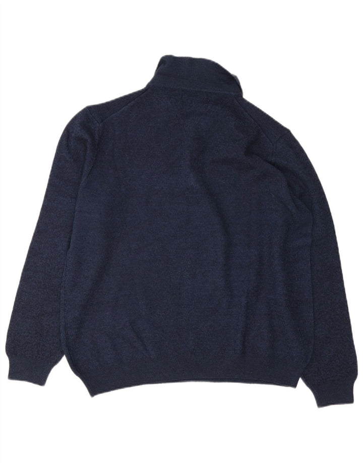 MARKS & SPENCER Herre Polo Neck sweater Medium Navy Blue Flecked